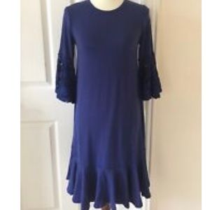 NWOT LulaRoe Maurine Dress Blue Lace  Sleeve XL